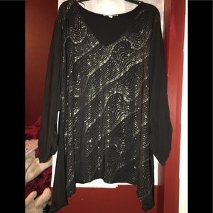 Notations black silky/sparkly blouse